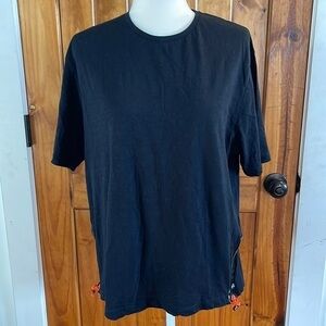 Love Moschino Black Crew Neck Side Zipper Black short sleeve T Shirt Size 6